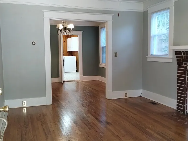 Living room view into dining room