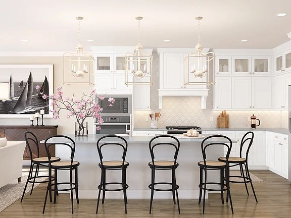 Kitchen with pendant lighting-Artist Rendering