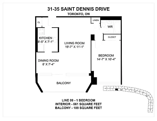 Floor plan 1 Bedroom 1 Bed 1 Bath 6