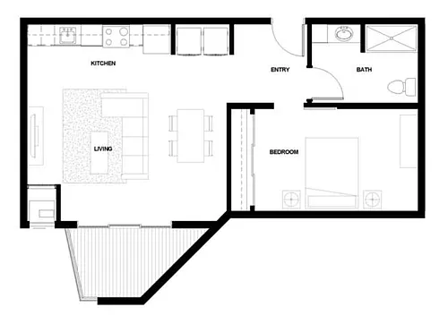Floor plan 1BR-E