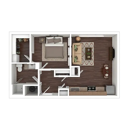 Floor plan One Bedroom 50% AMI