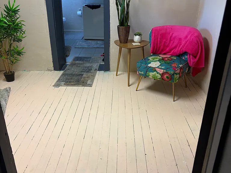 Dedicated office with freshly painted floor