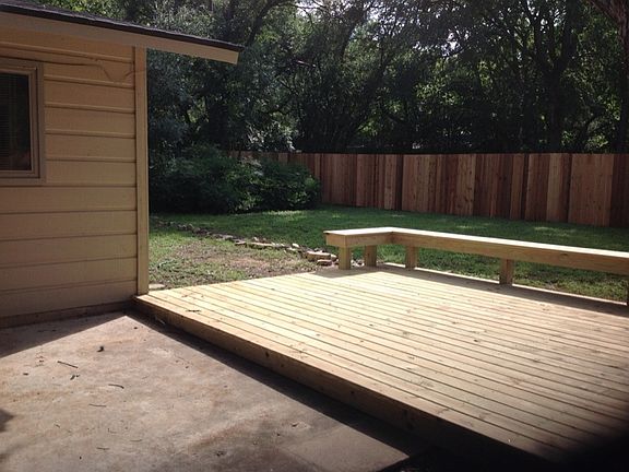 Large deck with bench seating