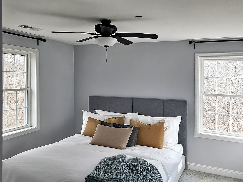 Master bedroom with double door closet