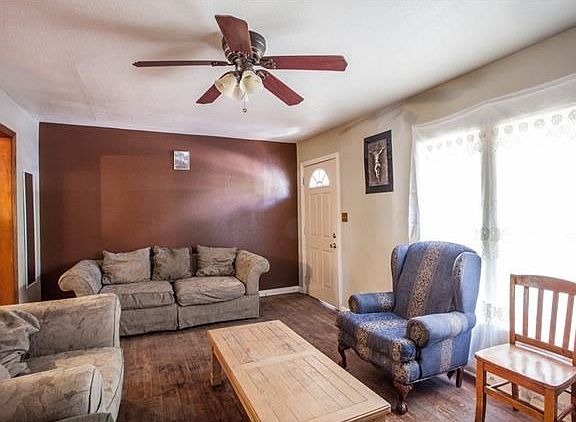 Living room with accent wall.