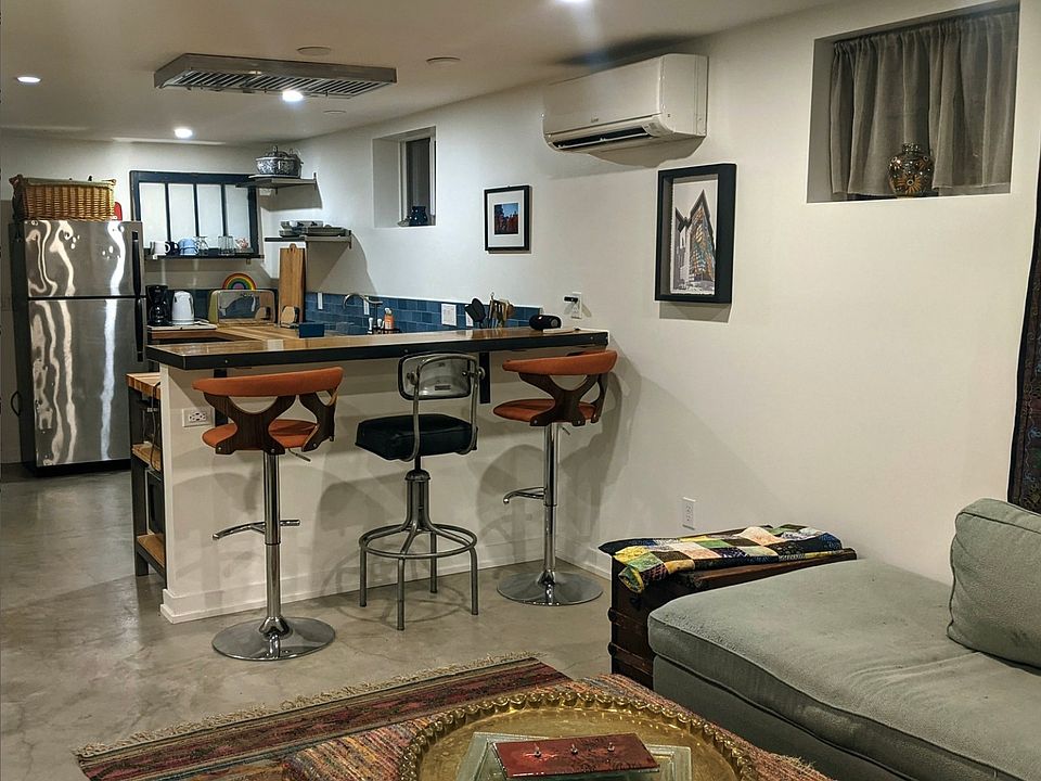 From the living area into the kitchen