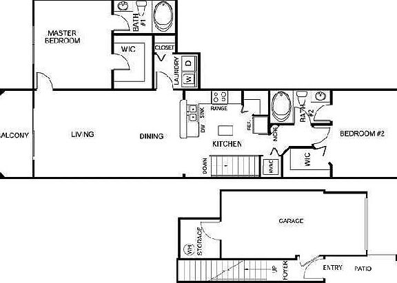 Two story townhome has bonus storage on first floor plus large laundry room, walk in closets and pantry areas.