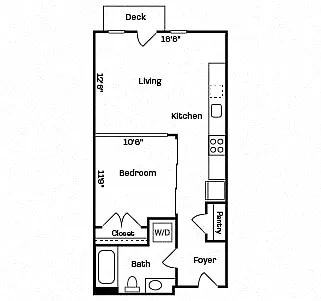 Floor plan 1BD, 1BTH AO