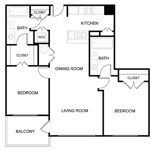 Floor plan 2 Bed/2 Bath-2d