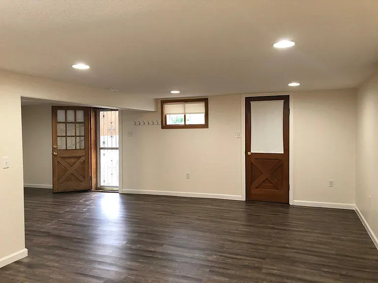 Front door and 2nd door for additional exit to hall/main door.