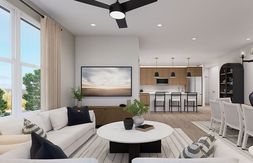 Seamless Connection between Gathering, Dining, and Kitchen Areas