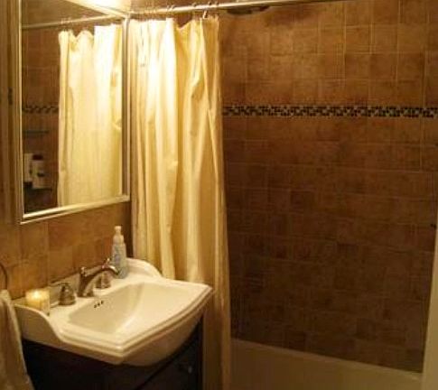 Newly renovated bathroom with rain shower