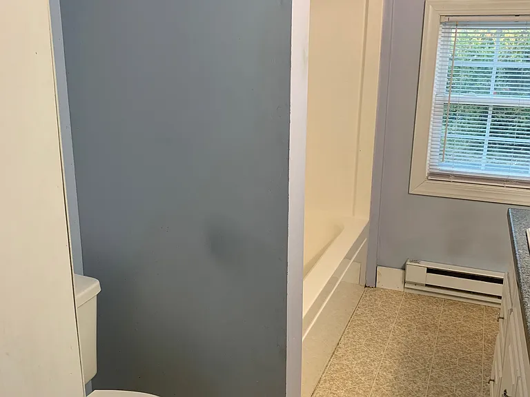 Bathroom with shower/tub at left. Enter from bedroom.