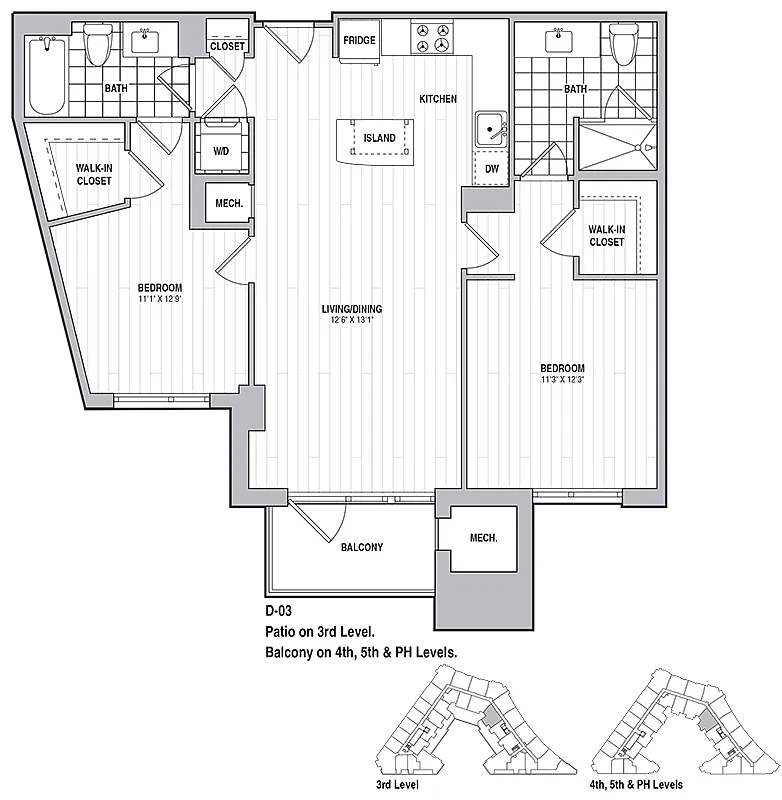Floor plan 2 Bed 2 Bath 988
