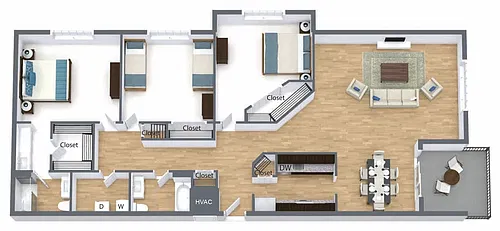 Floor plan 3 Bedroom 2 Bath