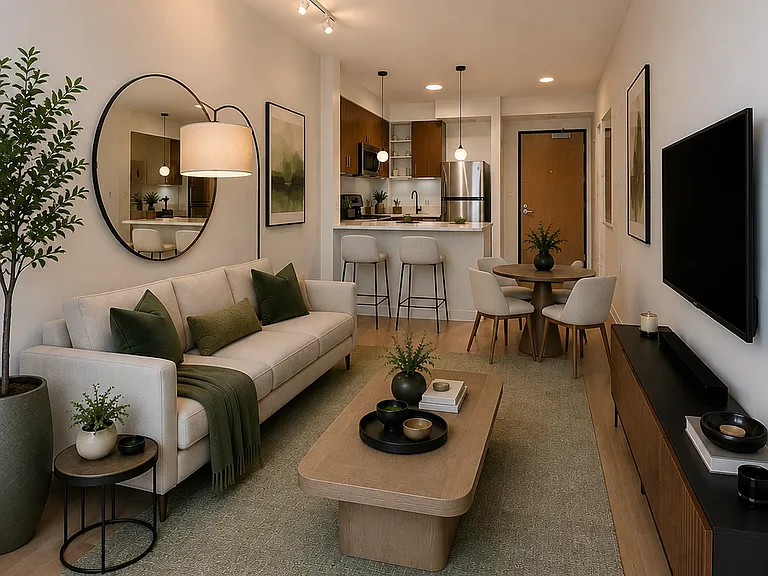 LIving room, digitally altered to show scale.
