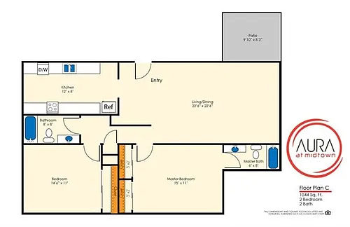 Floor plan 2x2 1044sf Reno
