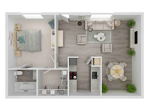 Floor plan 1X1-A
