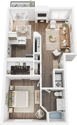 Floor plan 1x1 - A1 & A2 Renovated