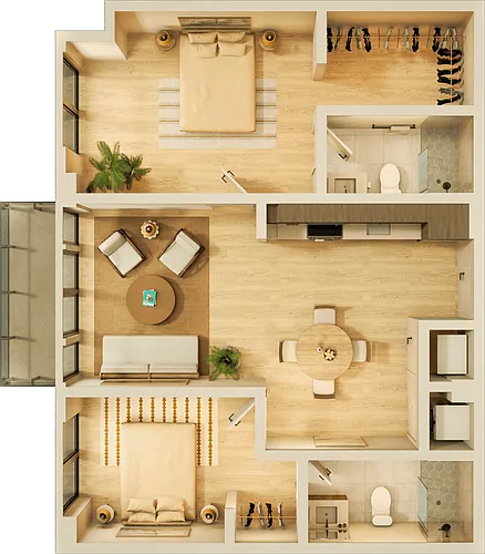 Floor plan 2 bed, 2 bath floorplan