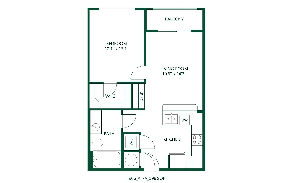 Floor plan 1 bedroom 1 bath