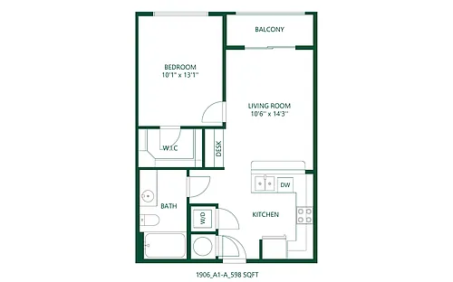 Floor plan 1 bedroom 1 bath