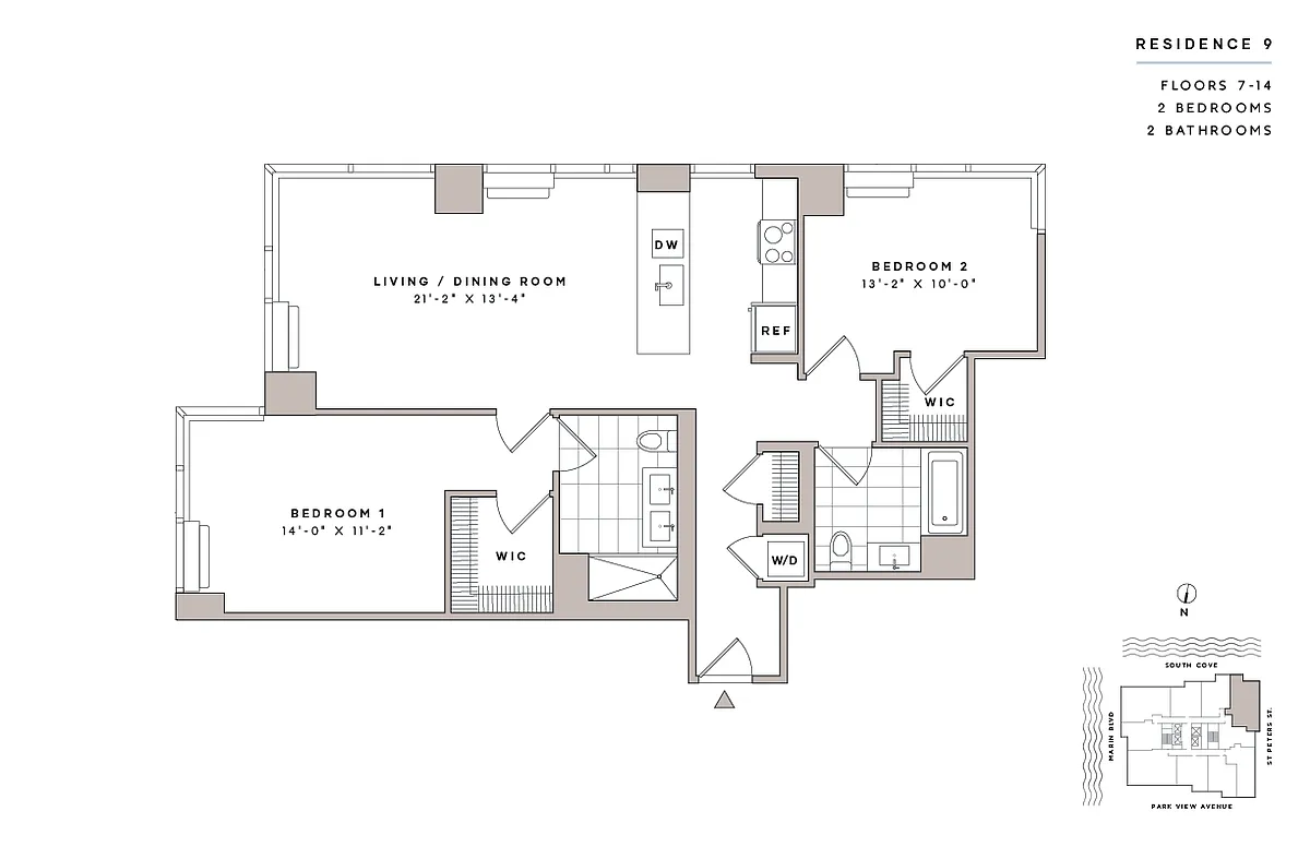 Floor plan 2 Bed2 Bath-B1
