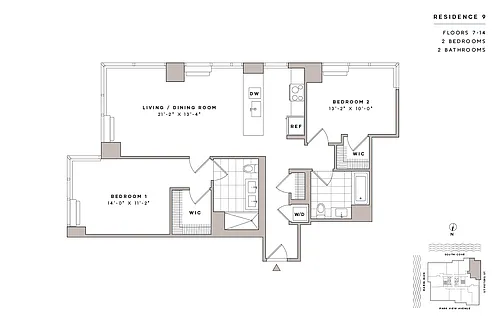 Floor plan 2 Bed2 Bath-B1