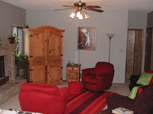 Family room off kitchen with easy access to back deck for entertaining