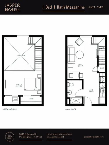 Floor plan 1 Bed 1 Bath Mezzanine