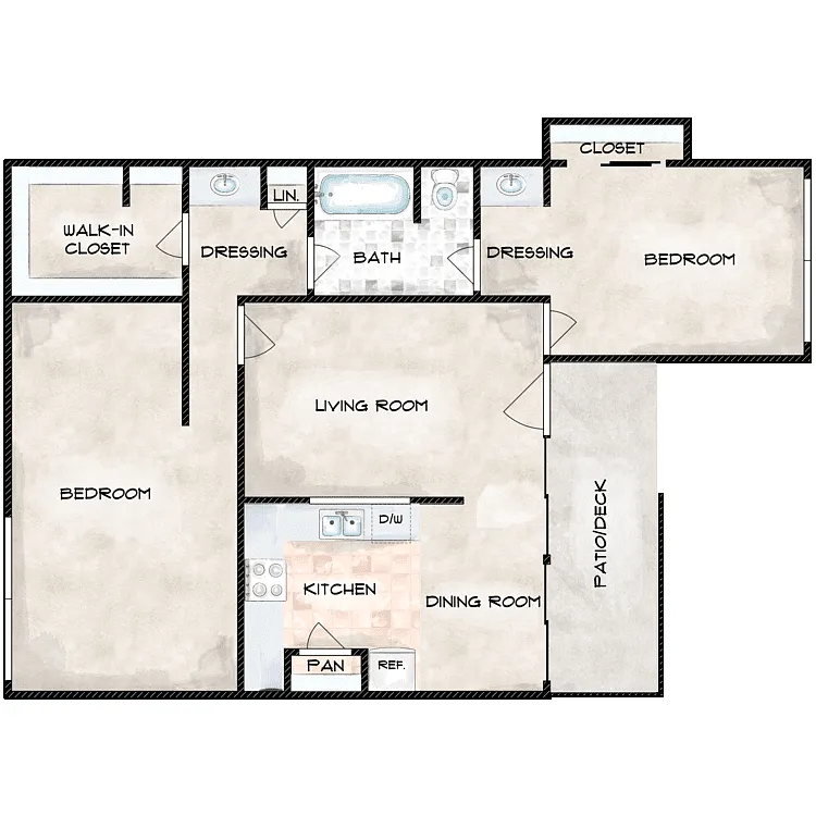 Floor plan 2 Bedroom 1 Bathroom