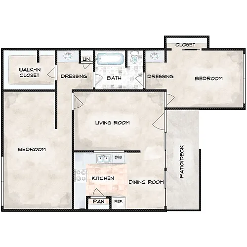 Floor plan 2 Bedroom 1 Bathroom