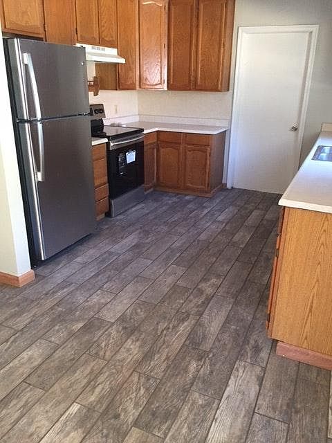 new appliances and tile floor