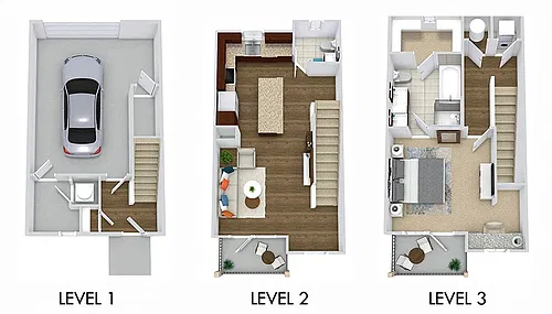Floor plan Meredith Townhouse with Garage and Yard