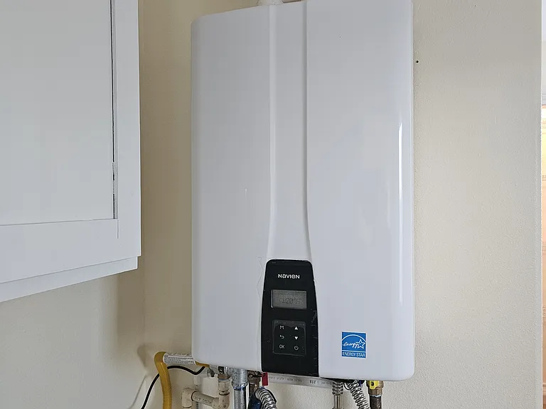 Tankless water heater so you never run out of hot water