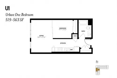 Floor plan Urban One Bedroom U1