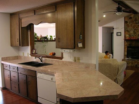 Kitchen with pass through to Family Room