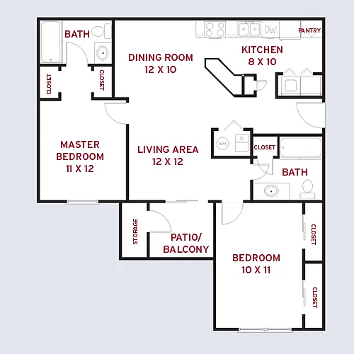 Floor plan 2 Bedroom 2 Bath