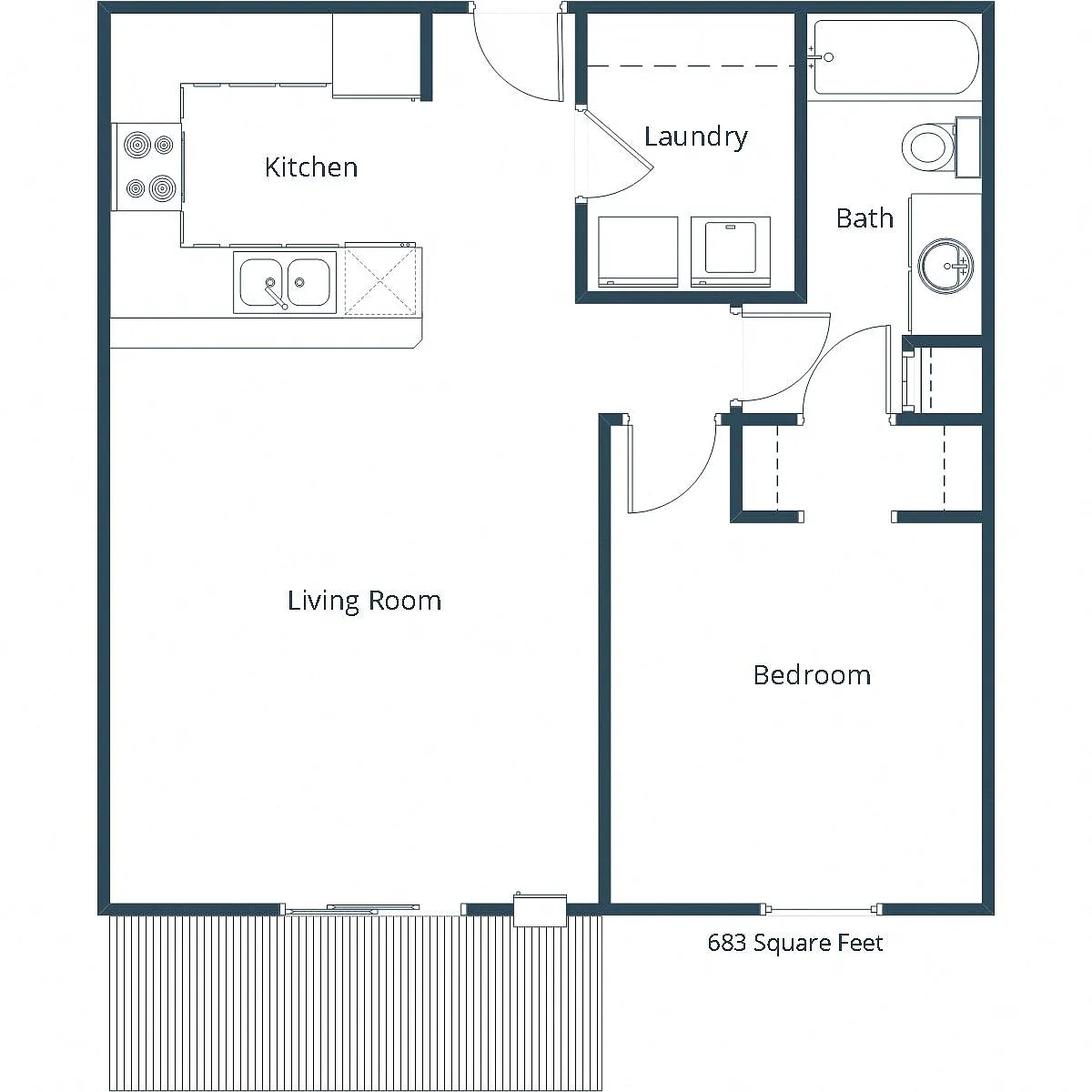 Floor plan One Bedroom 11C