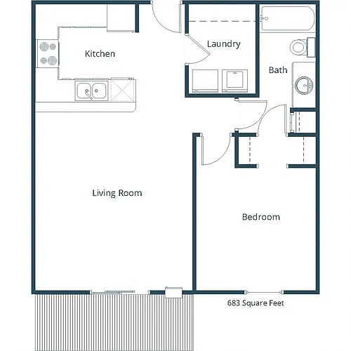 Floor plan One Bedroom 11C