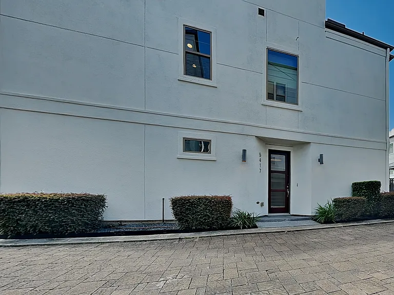 Modern white building with cle