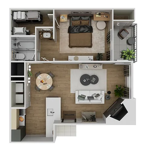 Floor plan 1 Bedroom, 1 Bathroom A3