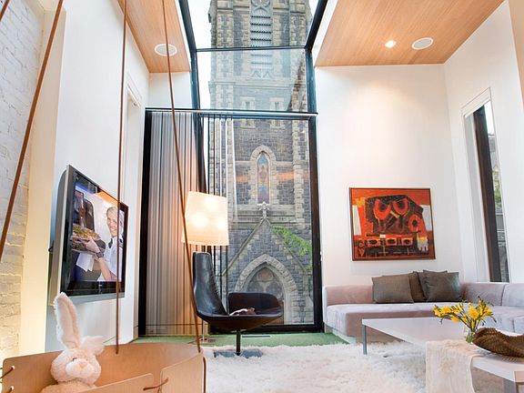 skylight / window framing adjacent church spire