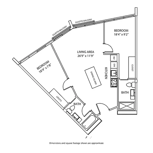 Floor plan 2 Bedroom / 2 Bath Penthouse