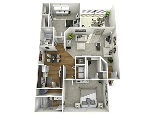 Floor plan 2 Bed, 2 Bath C (80% Income Restricted)