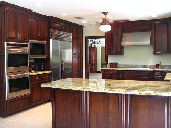 Cherry wood/granite kitchen