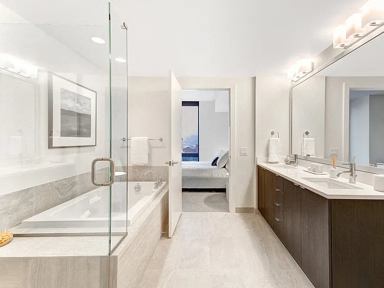 Spa-inspired bathroom with shower and soaking tub