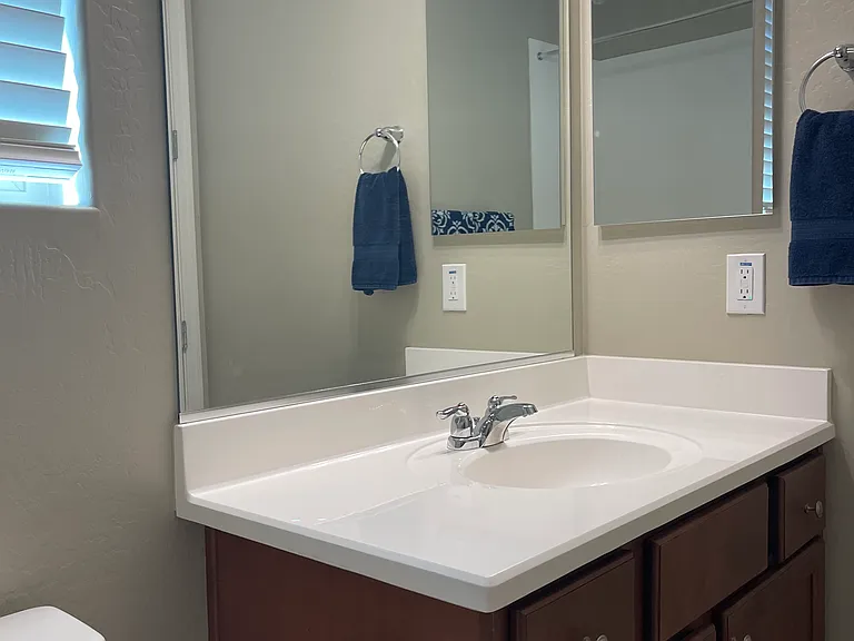 Shared secondary bathroom. Tub & Shower combo.