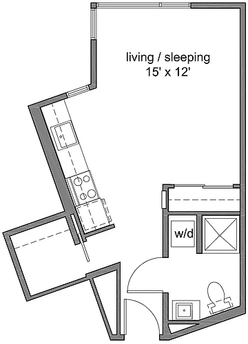 Floor plan Studio with Walk-in Closet