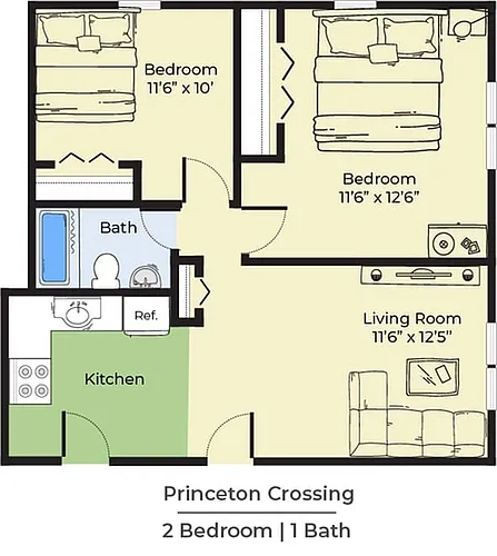 Floor plan Dog Friendly Two Bedroom Standard